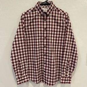 NEW Goodfellow Maroon Checker Slim Fit Button Down Small